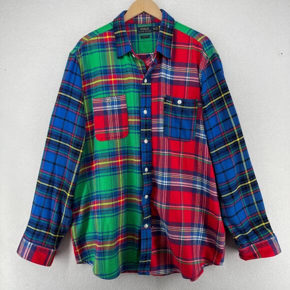 POLO RALPH LAUREN Shirt Men 2XL Fun Shirt Plaid Flannel Classic Fit Button Up - Picture 1 of 13